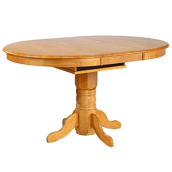 Sunset Trading Oak Selections 66" Oval Pedestal Extendable Butterfly Leaf Pub Table in Light Oak DLU-TBX4266CB-LO
