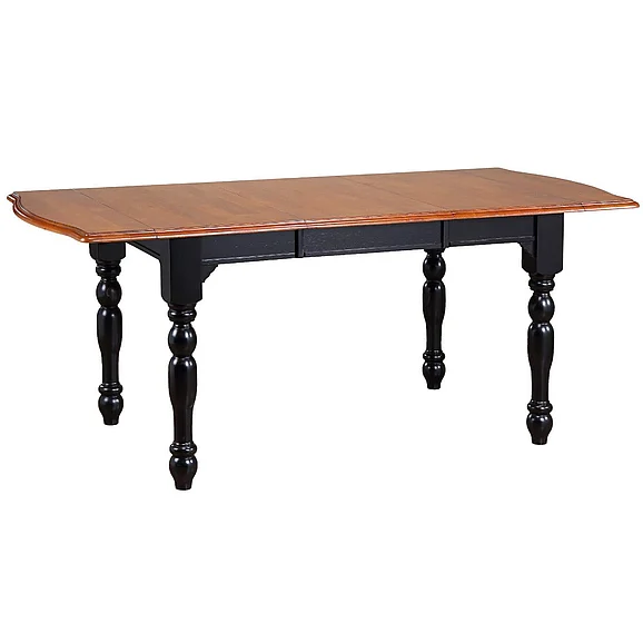 Sunset Trading Black Cherry Selections 72" Rectangular Drop Leaf Extendable Dining Table in Distressed Antique Black with Cherry DLU-TDX3472-BCH