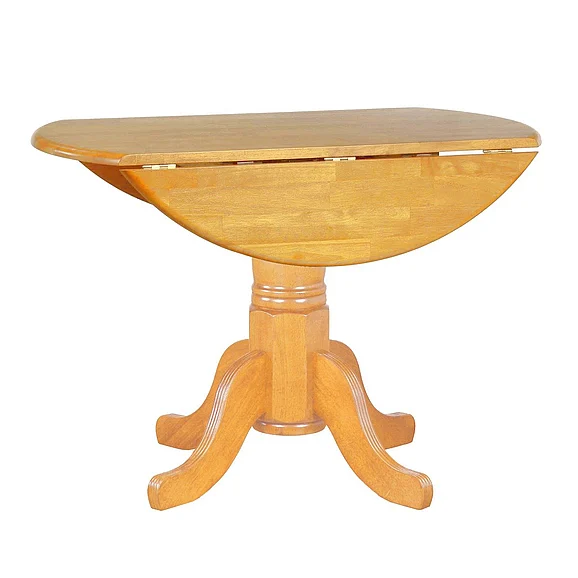 Sunset Trading Oak Selections 42" Round Extendable Drop Leaf Dining Table in Light Oak DLU-TPD4242-LO