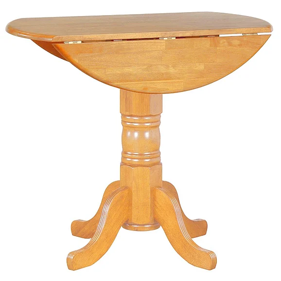 Sunset Trading Oak Selections 42" Round Extendable Drop Leaf Pub Table in Light Oak DLU-TPD4242CB-LO
