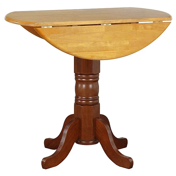 Sunset Trading Oak Selections 42" Round Extendable Drop Leaf Pub Table in Nutmeg Brown with Light Oak DLU-TPD4242CB-NLO