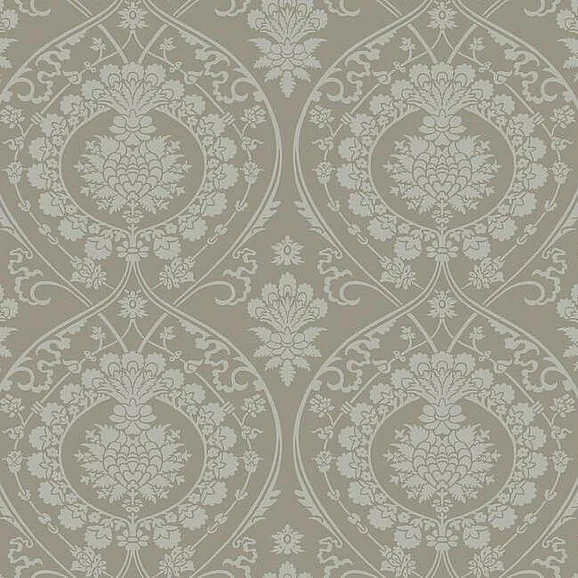 York Damask Resource Library E39 Imperial Damask Wallpaper in Beige/Silver DM4902 (Double Roll) FedEx/UPS