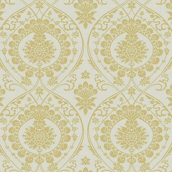 York Damask Resource Library E39 Imperial Damask Wallpaper in Off White/Gold DM4903 (Double Roll) FedEx/UPS