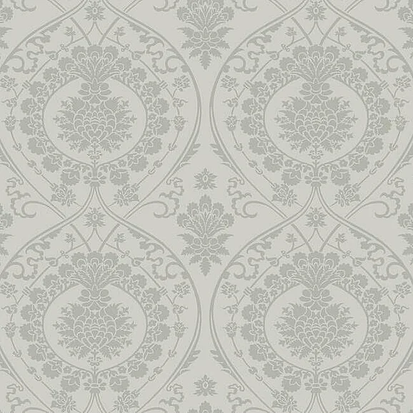 York Damask Resource Library E39 Imperial Damask Wallpaper in Gray/Silver DM4904 (Double Roll) FedEx/UPS