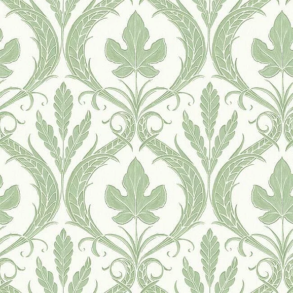 York Damask Resource Library E39 Adirondack Damask Wallpaper in Green/White DM4921 (Double Roll) FedEx/UPS