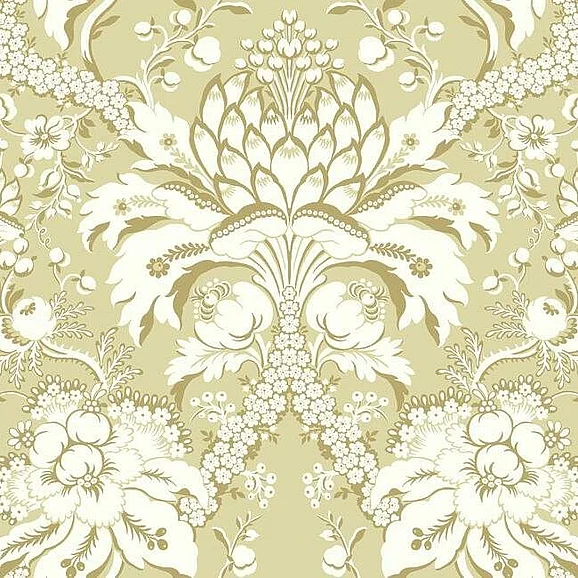 York Damask Resource Library E39 French Artichoke Dam Wallpaper in Yellow DM4953 (Double Roll) FedEx/UPS