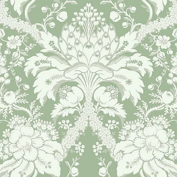 York Damask Resource Library E39 French Artichoke Dam Wallpaper in Green DM4954 (Double Roll) FedEx/UPS