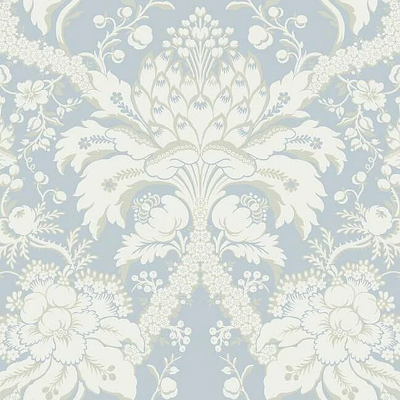 York Damask Resource Library E39 French Artichoke Dam Wallpaper in Blue DM4955 (Double Roll) FedEx/UPS