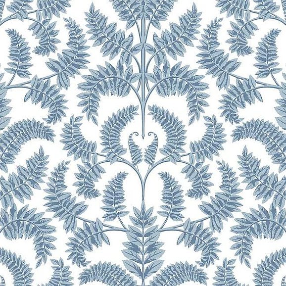 York Damask Resource Library E39 Royal Fern Damask Wallpaper in Blue DM4962 (Double Roll) FedEx/UPS