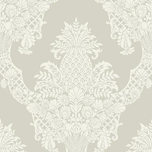 York Damask Resource Library E39 Pineapple Plantation Wallpaper in Taupe DM4972 (Double Roll) FedEx/UPS
