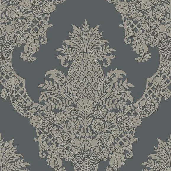 York Damask Resource Library E39 Pineapple Plantation Wallpaper in Gray DM4975 (Double Roll) FedEx/UPS