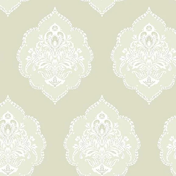 York Damask Resource Library E39 Signet Medallion Dam Wallpaper in Beige DM4983 (Double Roll) FedEx/UPS