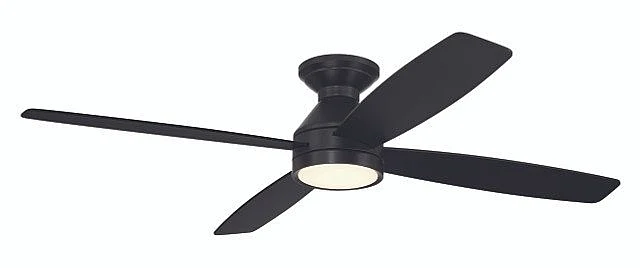 Craftmade DeMarco 52" 4-Blade Ceiling Fan in Flat Black w/ Flat Black Blades; Integrated Light Kit