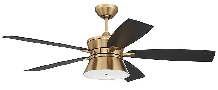 Craftmade Dominick 52" 5-Blade Ceiling Fan in Satin Brass w/ Flat Black/Black Walnut Blades DMK52SB5-NWF