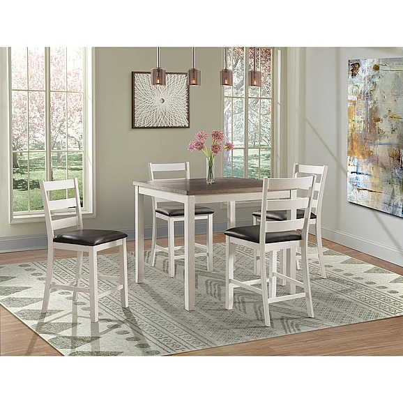 Elements International Martin 5Pc Counter Set (Dark Brown Top - White Base) DMT7005CS
