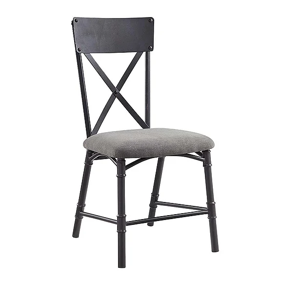 ACME Edina Side Chair (Set of 2) in Oak & Sandy Black DN01058