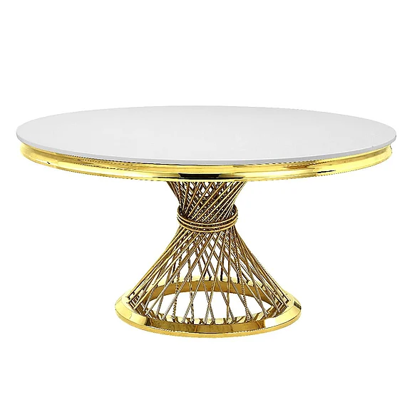 ACME Fallon Dining Table in Faux Marble Top & Mirrored Gold DN01189