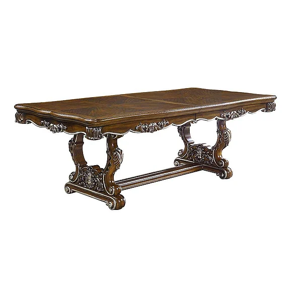 ACME Latisha Dining Table w/ Double Pedestal in Antique Oak DN01357