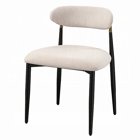 ACME Jaramillo Side Chair in Beige Fabric and Black DN02694 (Set of 2)