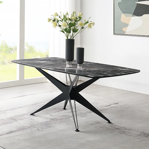 ACME Klaus Dining Table in Crystal Tempered Glass Top & Black Finish DN03045