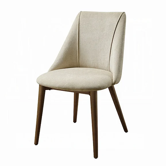 ACME Willene Side Chair in Beige Fabric and Walnut DN03146 (Set of 2)