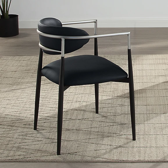 ACME Gavan Arm Chair (Set of 2) in Black Synthetic Leather DN03467