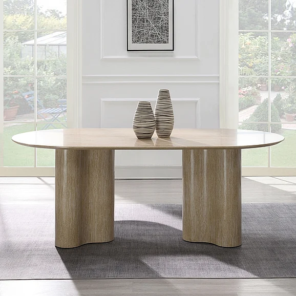 ACME Jirina Dining Table in Travertine Pattern DN03675