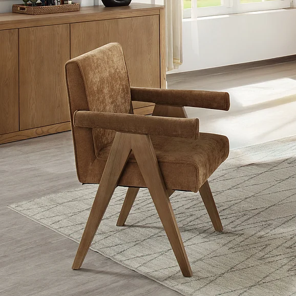 ACME Zoey Arm Chair (Set of 2) in Chocolate Chenille & Oak DN04077