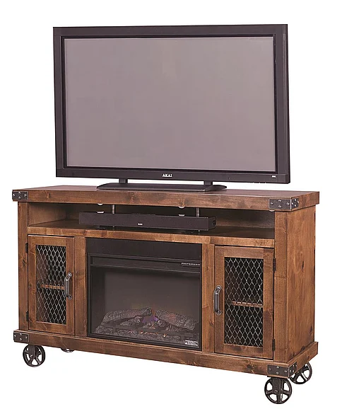 Aspenhome Industrial 62" Fireplace Console in Fruitwood DN1901-FRT
