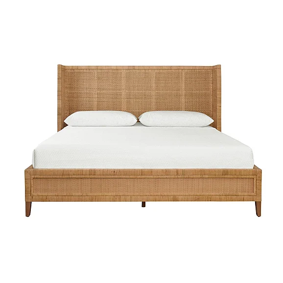 Worlds Away Winged Headboard and Platform in Radio Weave Wrapped Rattan King Size DOLLY KING