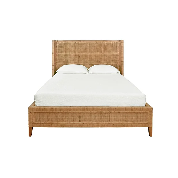 Worlds Away Winged Headboard and Platform in Radio Weave Wrapped Rattan Queen Size DOLLY QUEEN