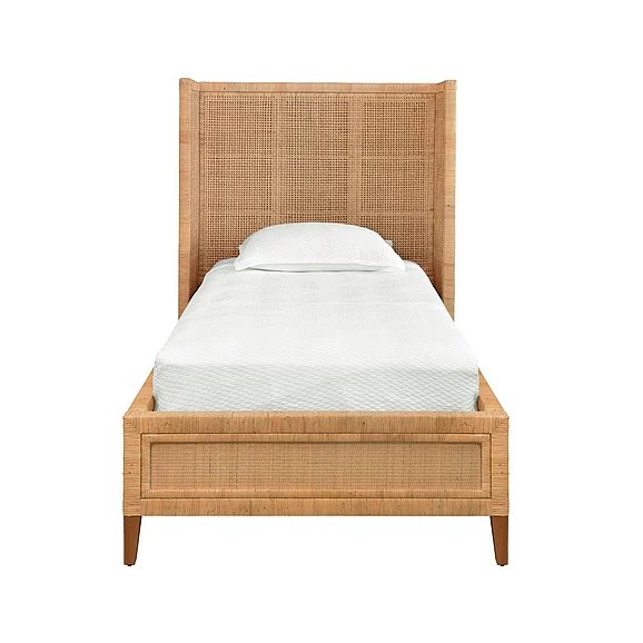 Worlds Away Winged Headboard and Platform in Radio Weave Wrapped Rattan Twin Size DOLLY TWIN