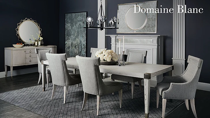 Bernhardt Domaine Blanc 7pc Leg Dining Set in Dove White