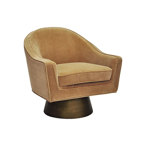 Worlds Away Dominic Swivel Chair in Camel Velvet DOMINIC CML CLOSEOUT