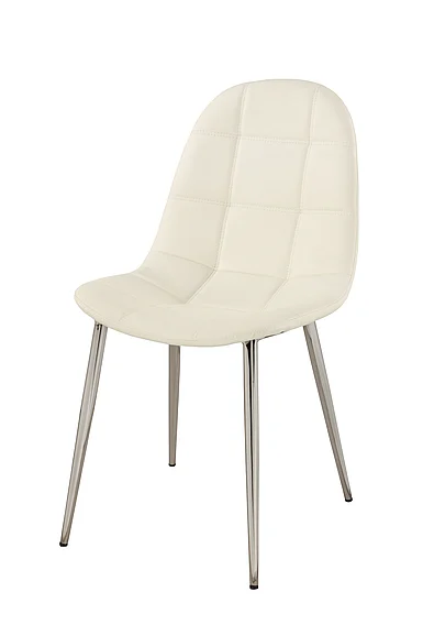 Chintaly Donna Upholstered Back Side Chair in Chrome/White DONNA-SC-WHT (Set of 4)