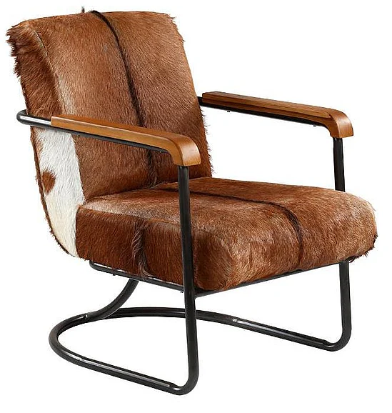 Ethan Steel Frame Occasional Chair in Cow Hide Upholstery