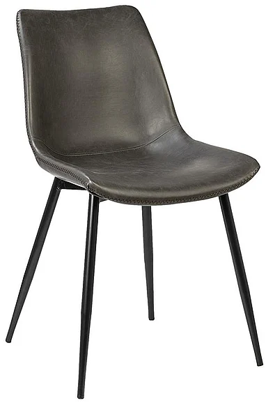 Tripoli Black Iron and Gray Faux Leather Dining Chair DV7132