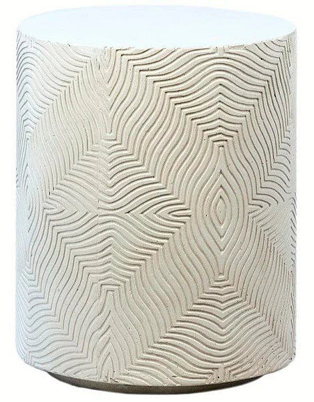 Bishord Concrete Outdoor Side Table in White DV7151
