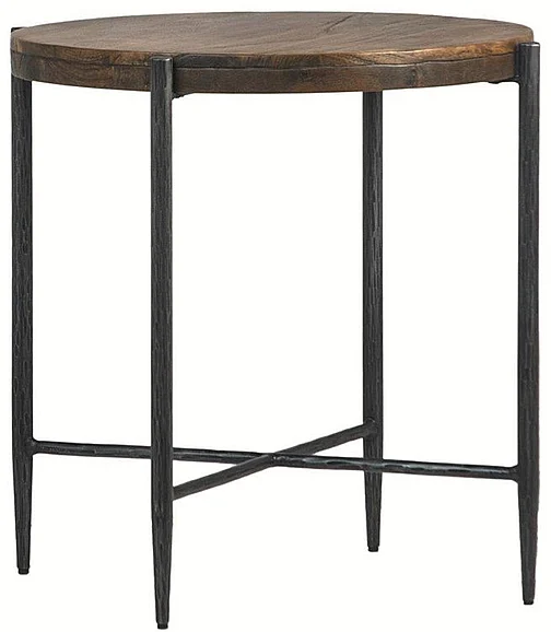 Masternio Antique Medium Brown Mago Wood and Black Iron Side Table DV7156