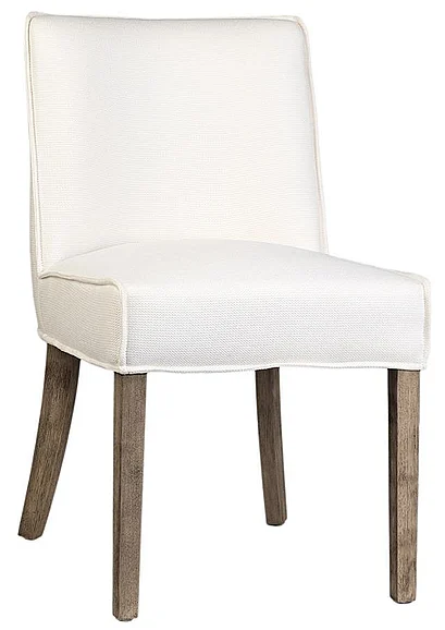 Williams Graywashed Rubberwood Dining Chair with Off White Linen Upholstery DV7166 CLOSEOUT