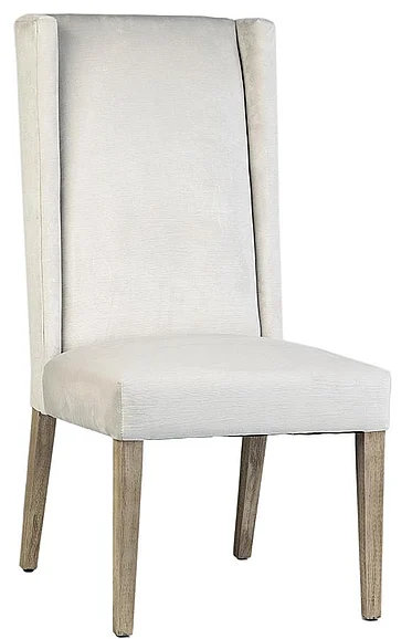 Bowery Rubberwood Dining Chair in Light Warm Wash with Off White Velvet Upholstery DV7167 CLOSEOUT