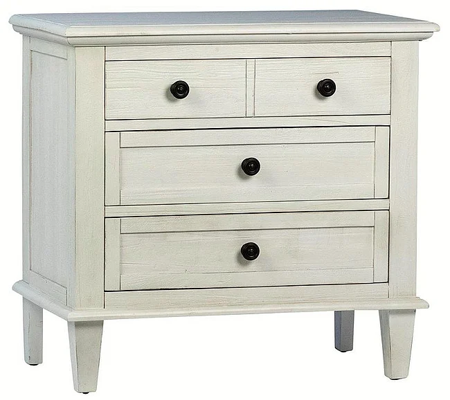 Delgado Reclaimed Acacia Wood Nightstand With 3 Drawers in Whitewashed Finish DV7196 PROMO