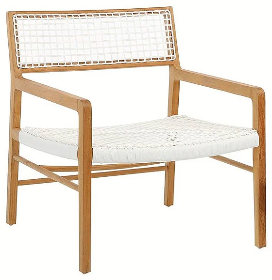 Prather Natural Teak and White Rattan Outdoor Occasional Chair DV7233 CLOSEOUT