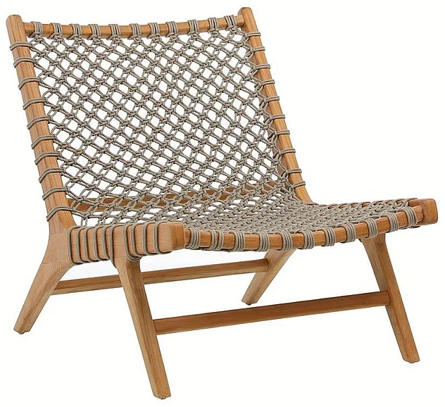 Andreti Teak Wood Outdoor Occasional Chair with Taupe Woven Rope DV7238 CLOSEOUT