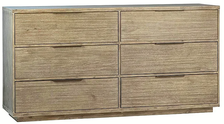 Lewis Solid Acacia Wood 6 Drawer Double Dresser in Warm Wash Finish DV7263 PROMO