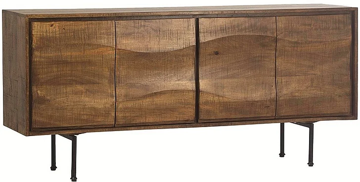 Uptown Brown Mango Wood Sideboard with Black Iron Legs DV7306