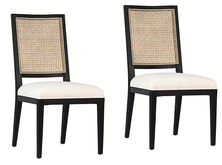Edward Black Oak Wood with Natural Rattan and White Performance Fabric DV7336 PROMO