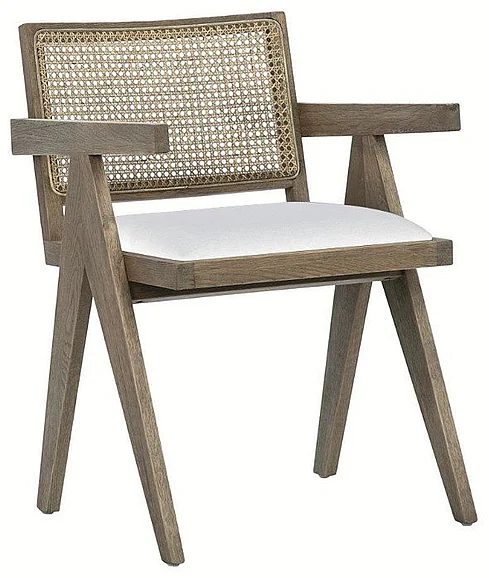 Camp Hill Gray Washed Oak and White Linen Dining Chair DV7339 PROMO