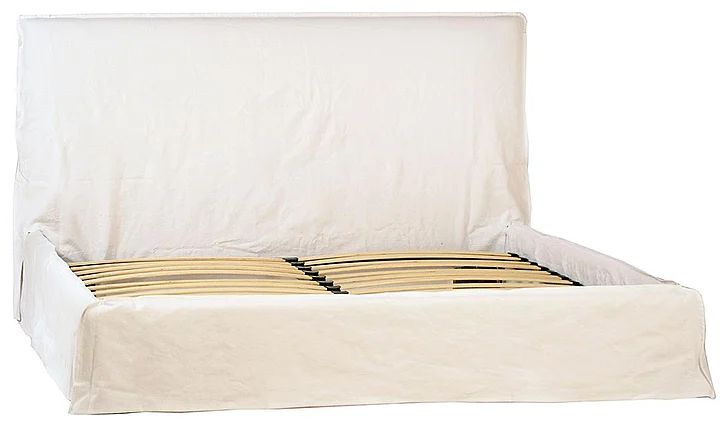 Bobbi Eastern King Bed in White Linen and Natural Birch DV7345