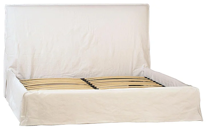 Bobbi Queen Bed in White Linen and Natural Birch DV7346